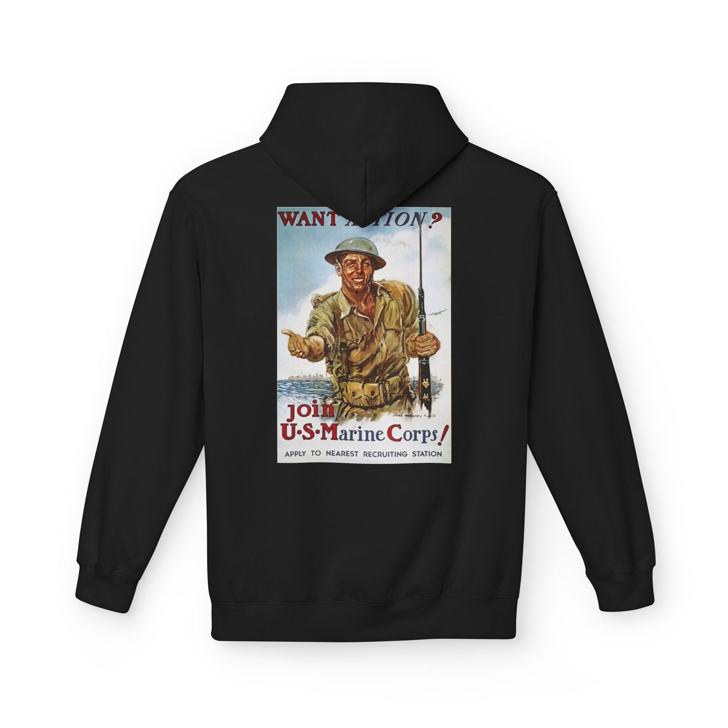 1st Marine Division Hoodie – Vintage USMC Poster Back - Custom Watch by Cartridge & Crown. - Hoodie. variant_title.
