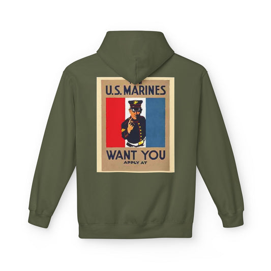 1st Marine Division Hoodie – Vintage USMC Poster Back - Custom Watch by Cartridge & Crown. - Hoodie. variant_title.
