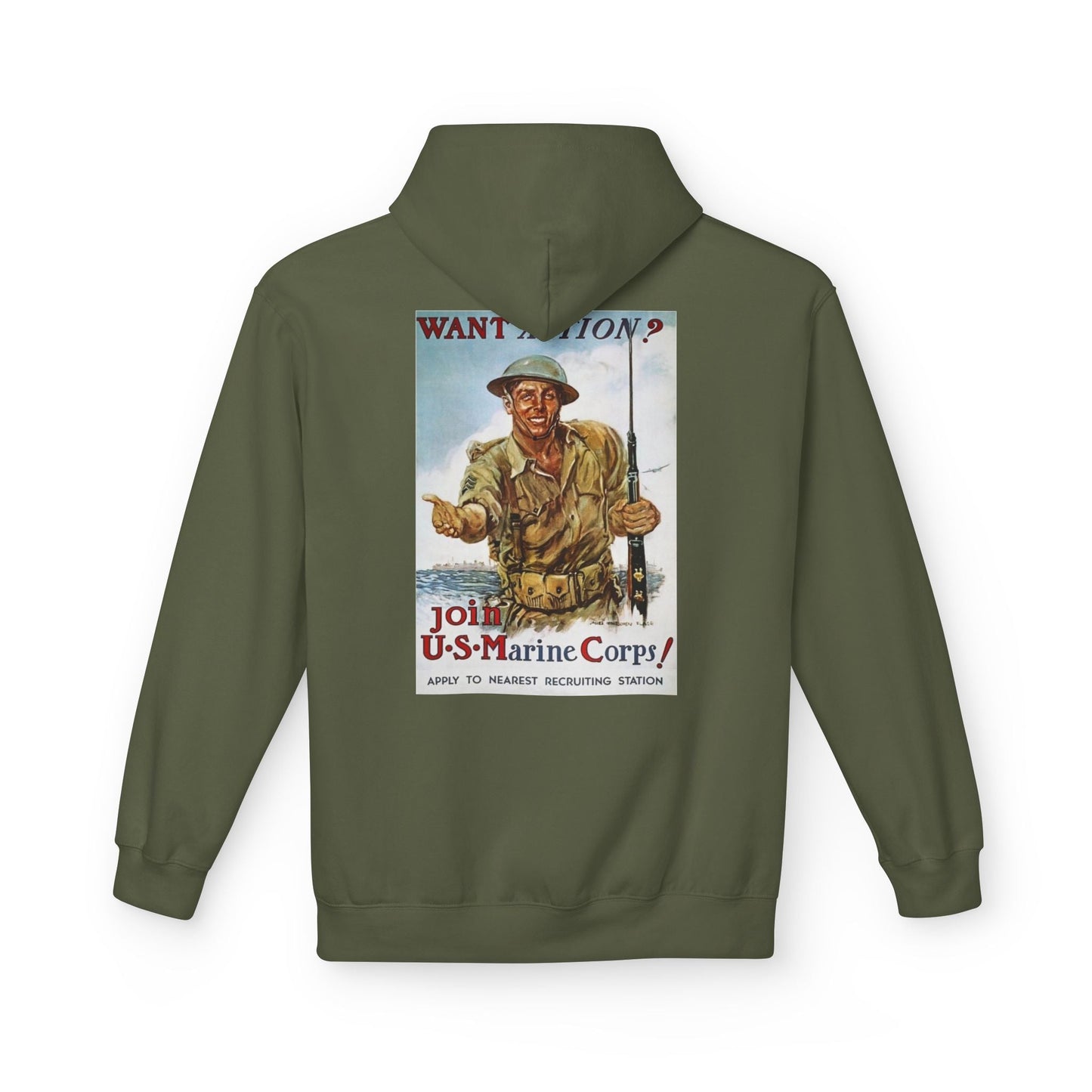 1st Marine Division Hoodie – Vintage USMC Poster Back - Custom Watch by Cartridge & Crown. - Hoodie. variant_title.