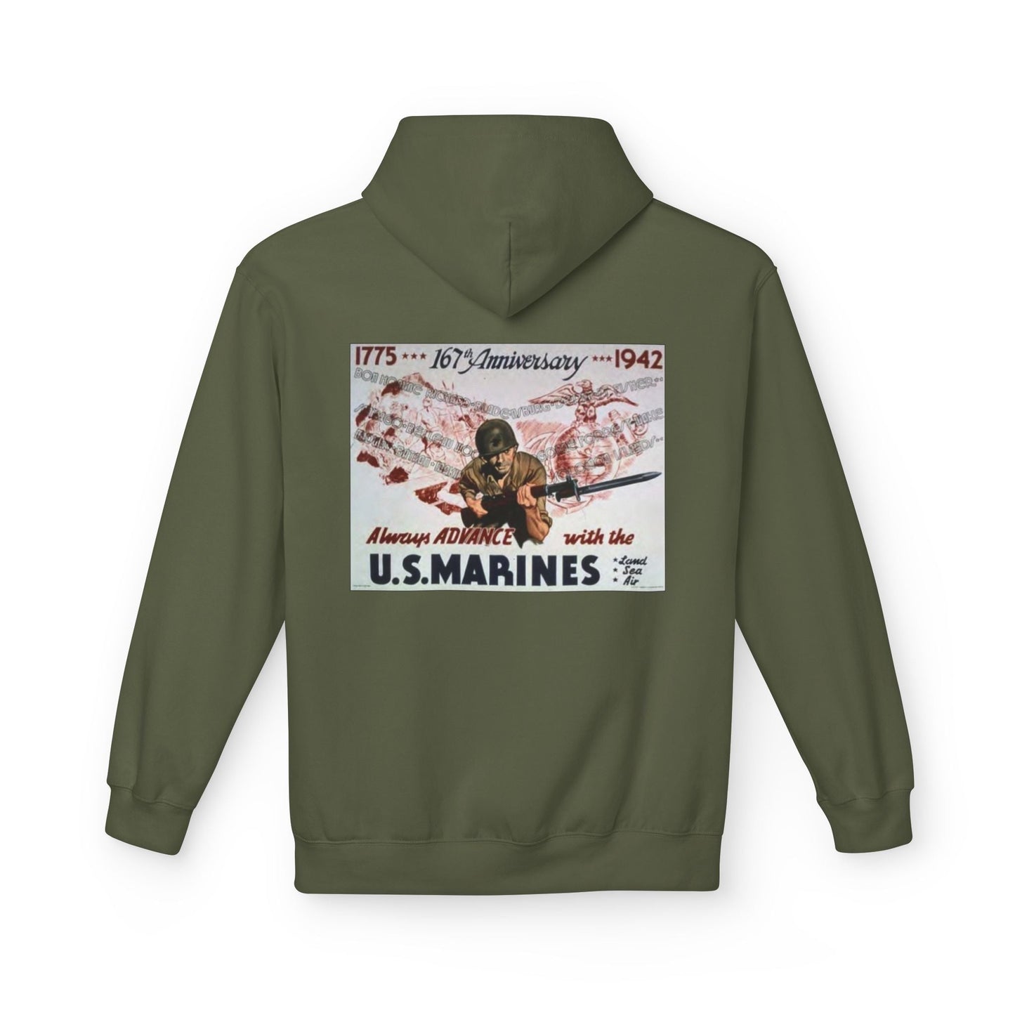 1st Marine Division Hoodie – Vintage USMC Poster Back - Custom Watch by Cartridge & Crown. - Hoodie. variant_title.