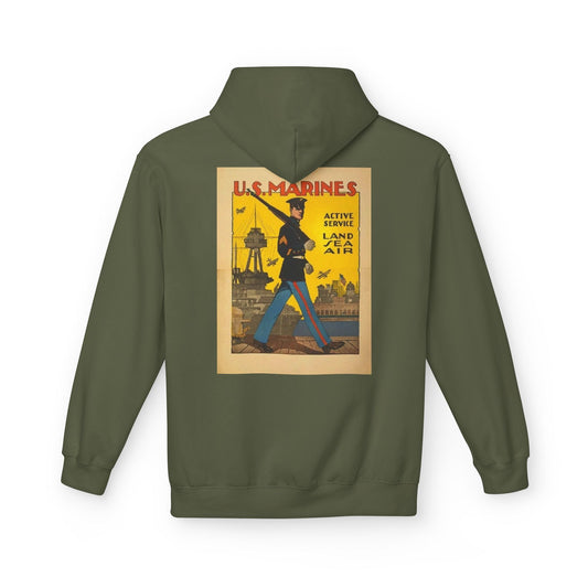 1st Marine Division Hoodie – Vintage USMC Poster Back - Custom Watch by Cartridge & Crown. - Hoodie. variant_title.