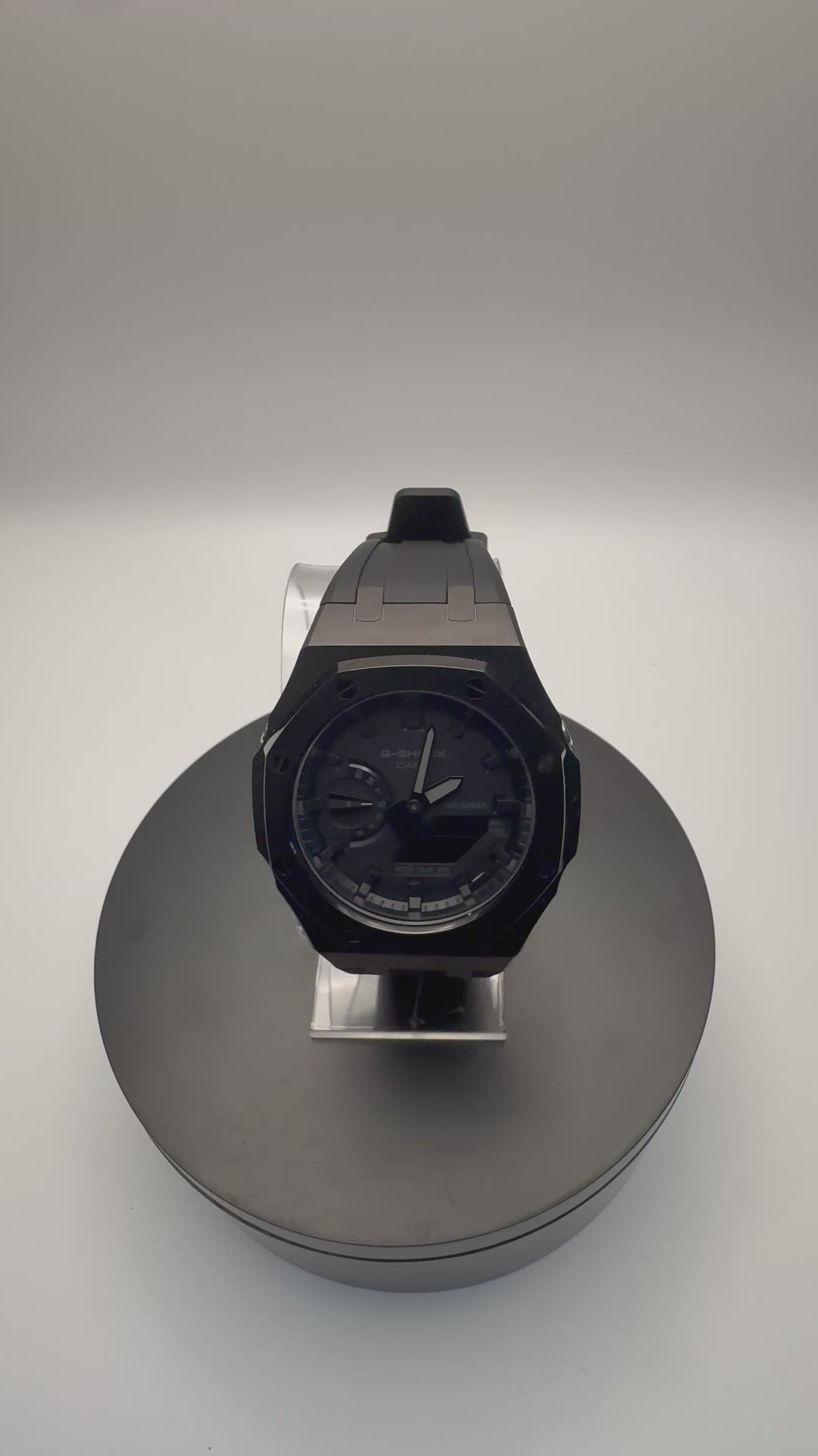 G-Shock GA-2100 Custom Black Case with Black Band - 360 View - Cartridge & Crown
