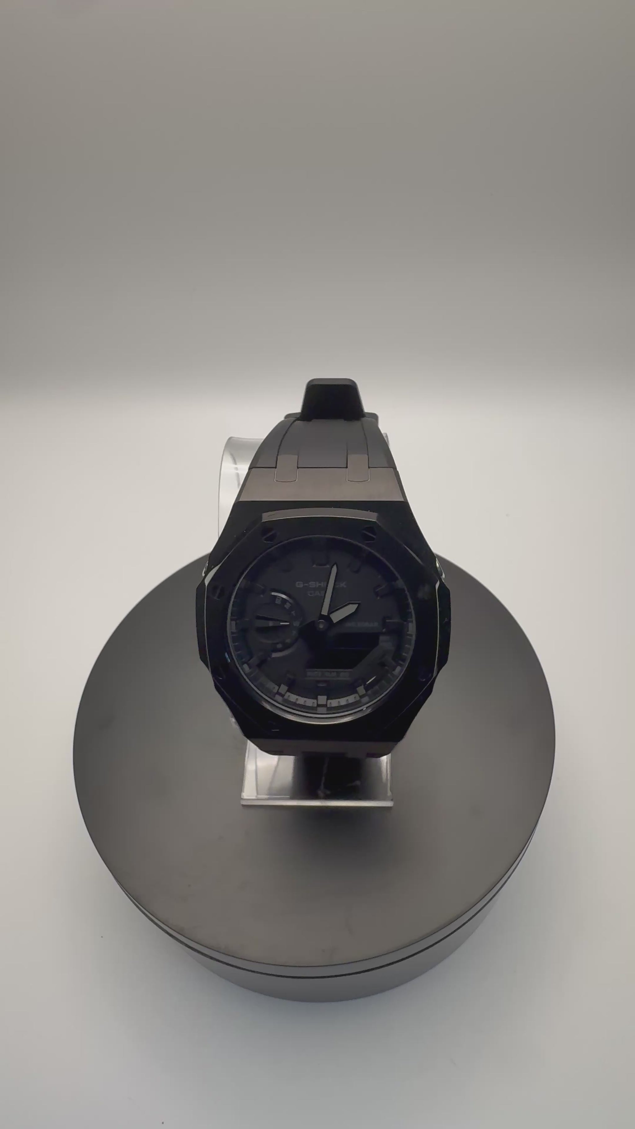 G-Shock GA-2100 Custom Black Case with Black Band - 360 View - Cartridge & Crown