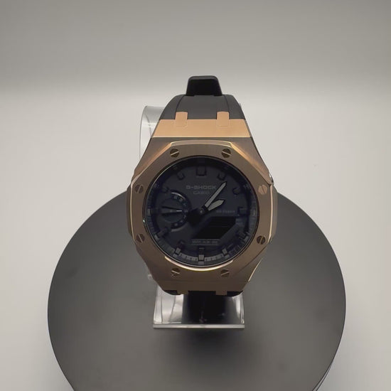 G-Shock GA-2100 Custom Bronze Case with Black Band - 360 View - Cartridge & Crown