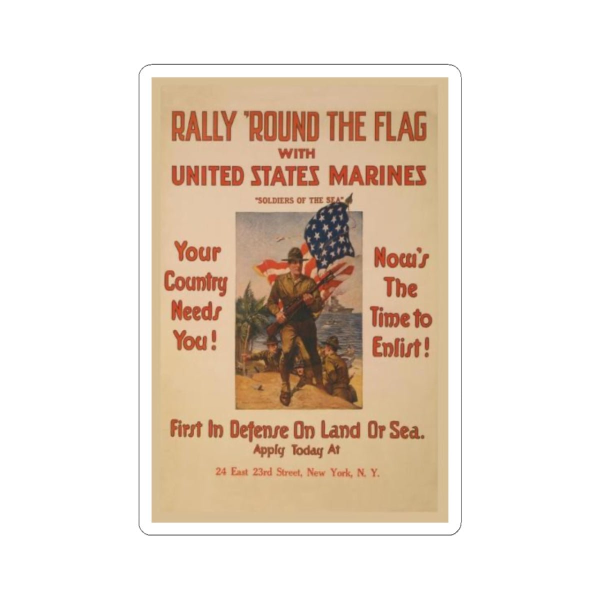 U.S. Marine Corps Recruiting Poster Sticker - Custom Watch by Cartridge & Crown. - Paper products. variant_title.