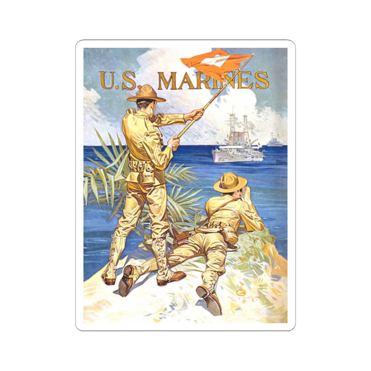 U.S. Marine Corps Recruiting Poster Sticker - Custom Watch by Cartridge & Crown. - Paper products. variant_title.