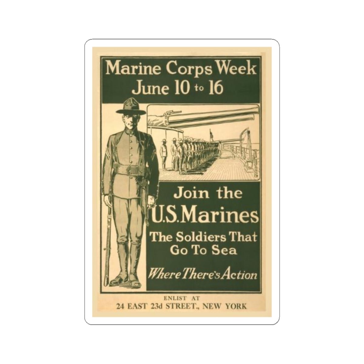 U.S. Marine Corps Recruiting Poster Sticker - Custom Watch by Cartridge & Crown. - Paper products. variant_title.