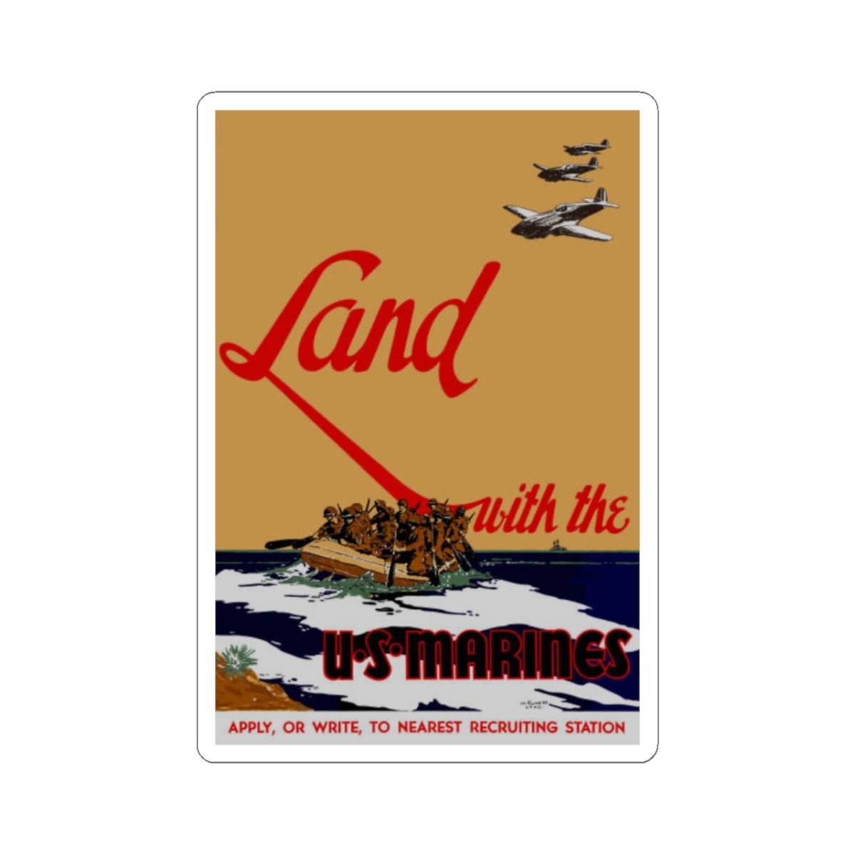 U.S. Marine Corps Recruiting Poster Sticker - Custom Watch by Cartridge & Crown. - Paper products. variant_title.