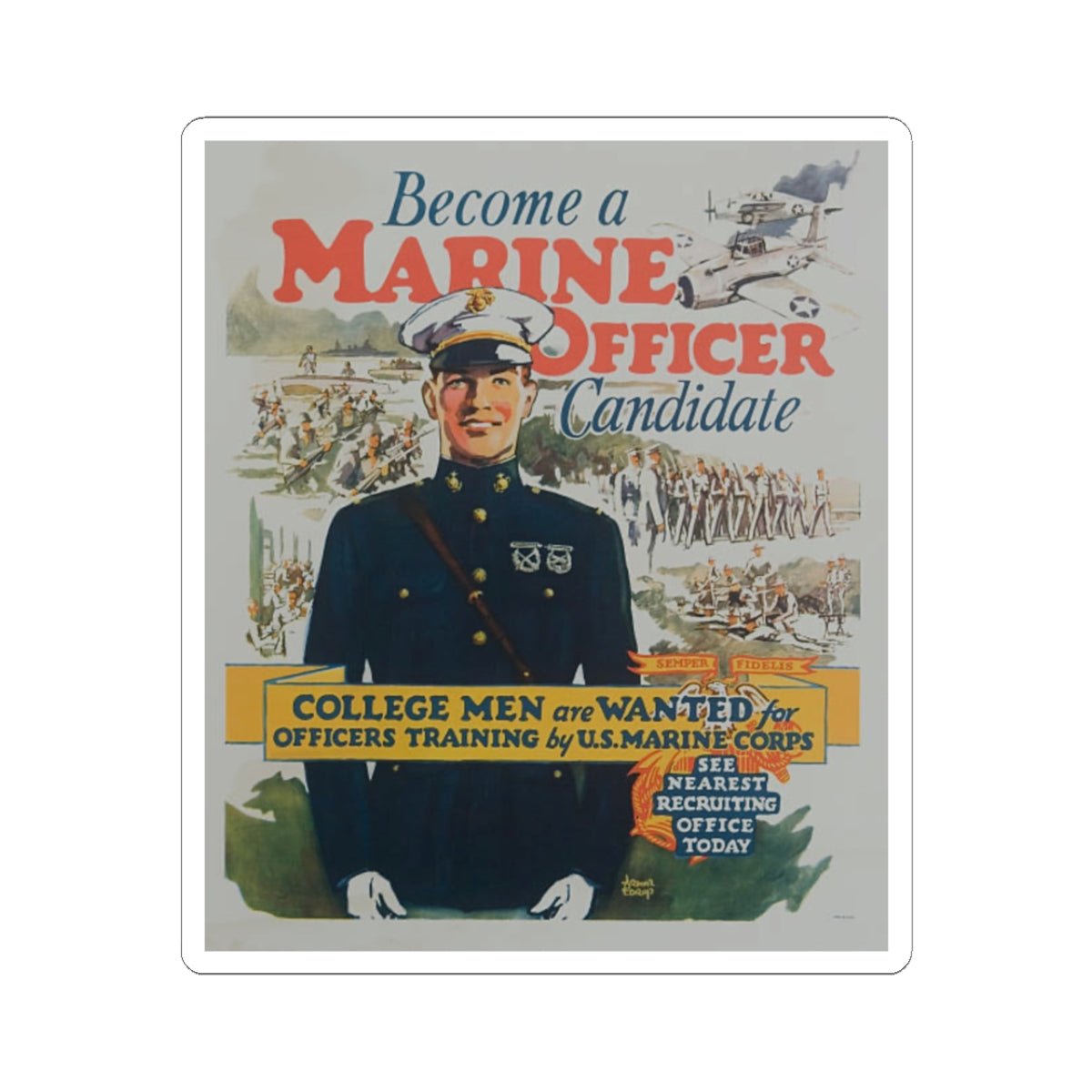 U.S. Marine Corps Recruiting Poster Sticker - Custom Watch by Cartridge & Crown. - Paper products. variant_title.
