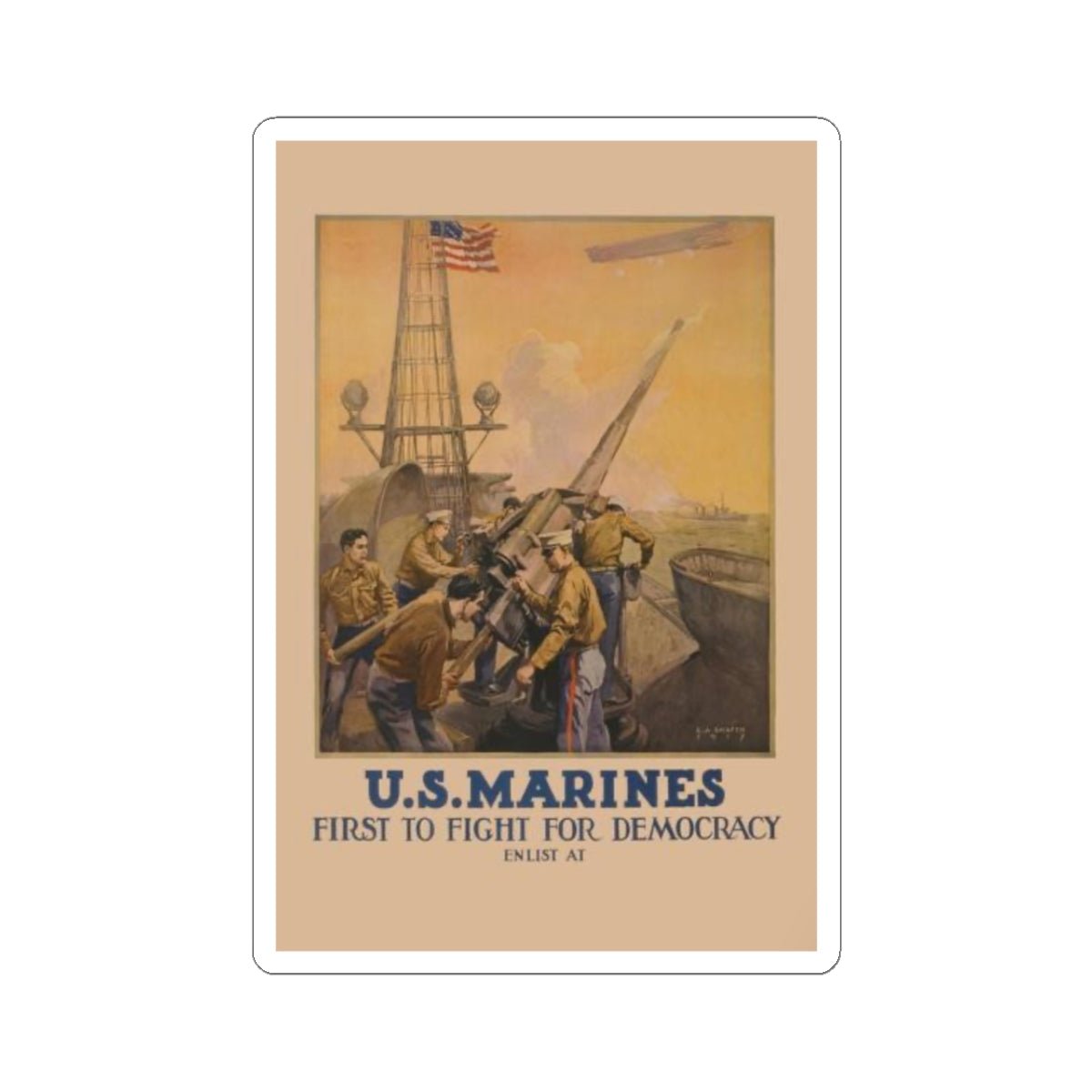 U.S. Marine Corps Recruiting Poster Sticker - Custom Watch by Cartridge & Crown. - Paper products. variant_title.
