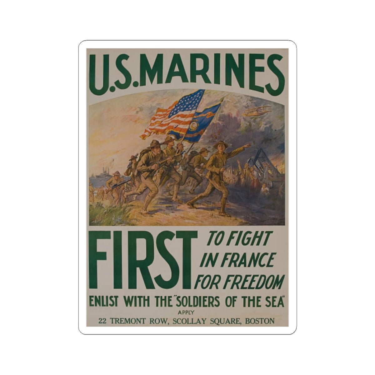 U.S. Marine Corps Recruiting Poster Sticker - Custom Watch by Cartridge & Crown. - Paper products. variant_title.