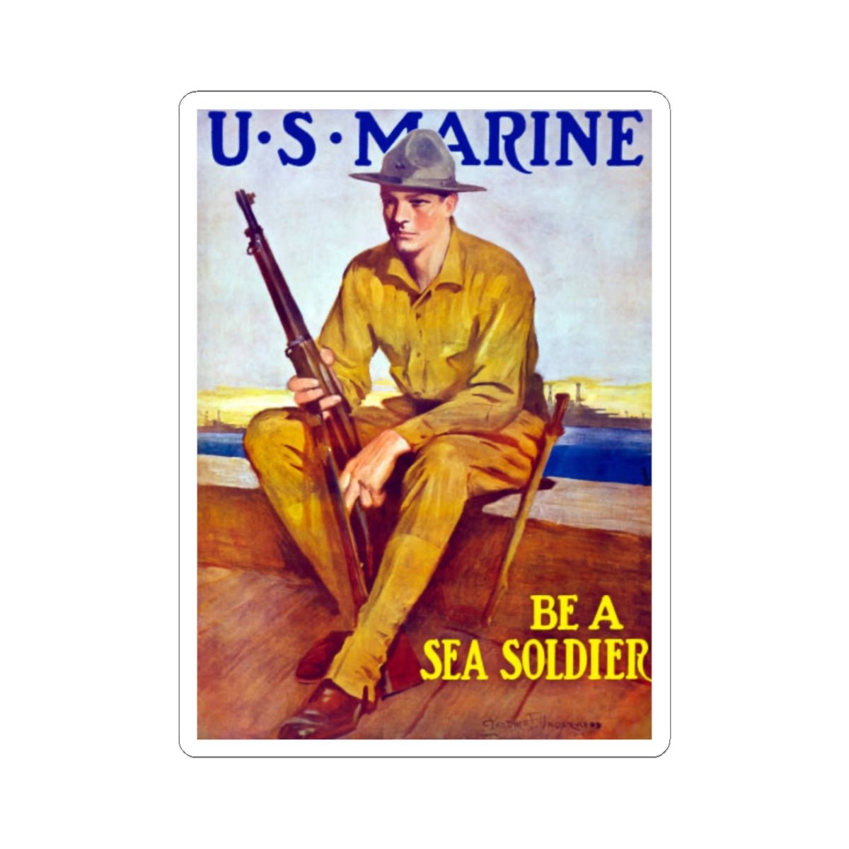 U.S. Marine Corps Recruiting Poster Sticker - Custom Watch by Cartridge & Crown. - Paper products. variant_title.