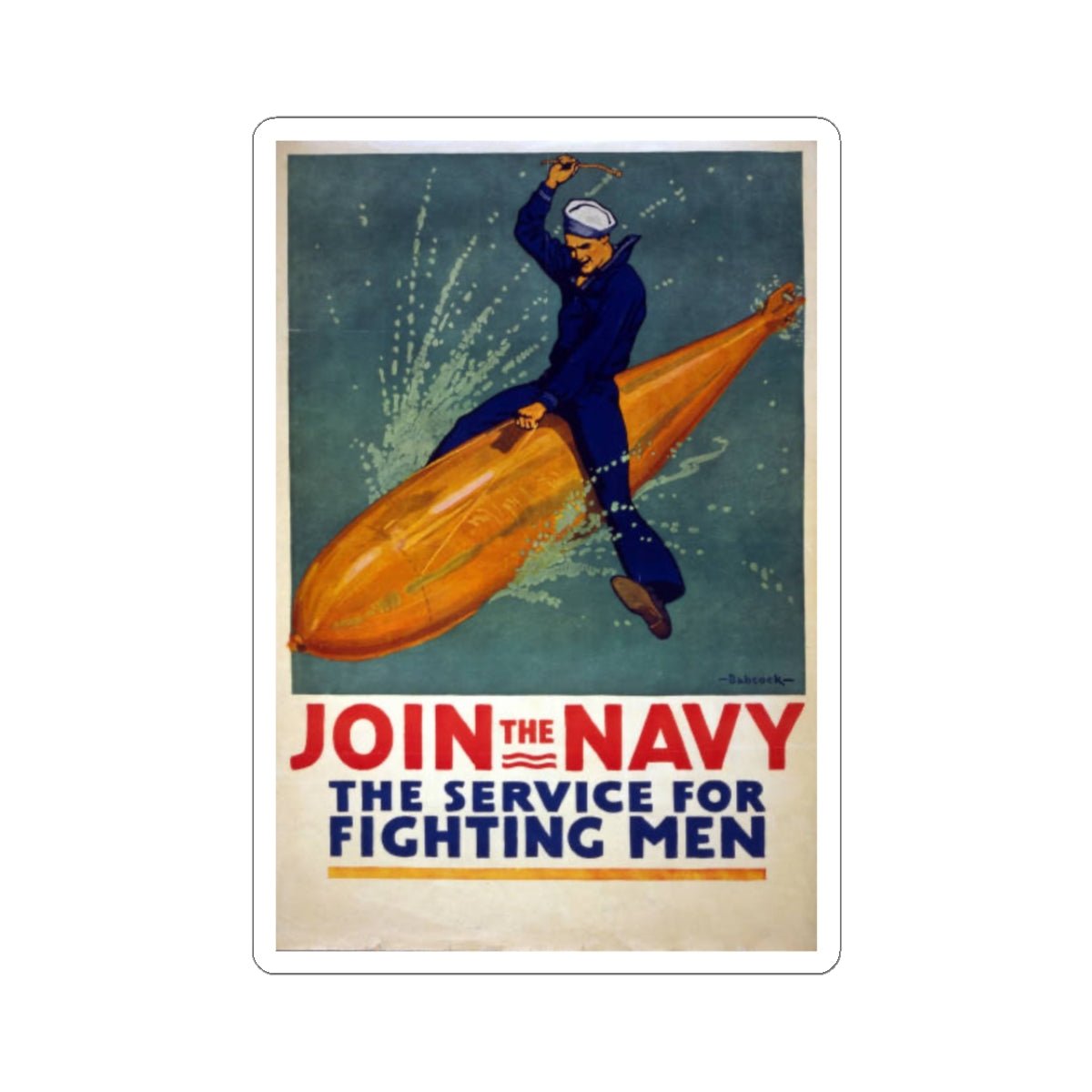 U.S. Navy Recruiting Poster Sticker - Custom Watch by Cartridge & Crown. - Paper products. variant_title.