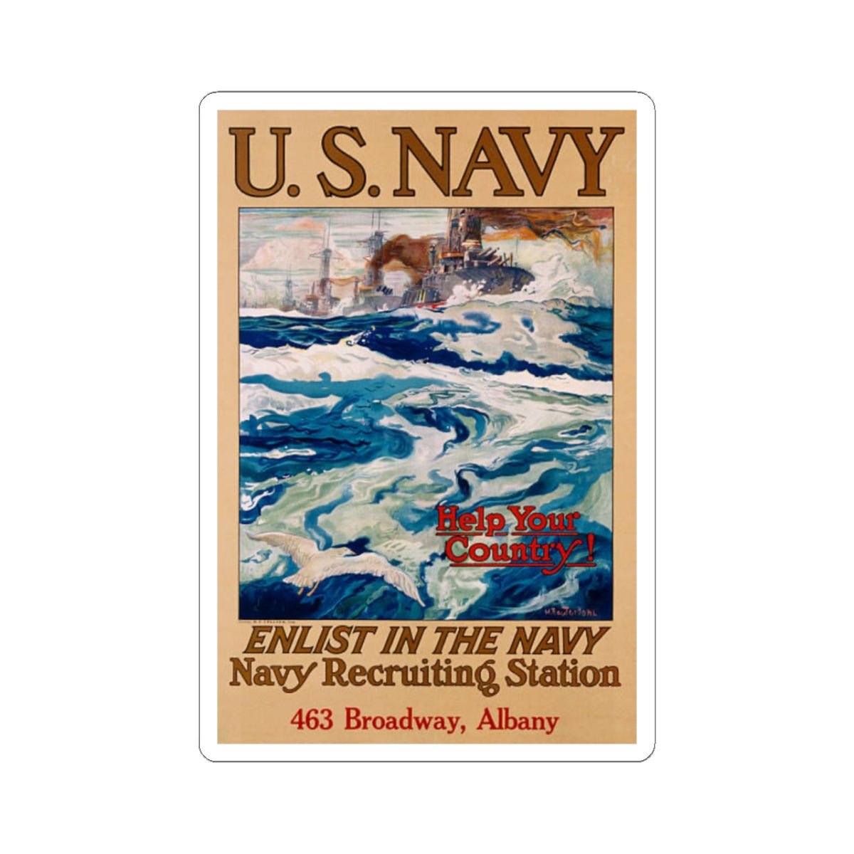 U.S. Navy Recruiting Poster Sticker - Custom Watch by Cartridge & Crown. - Paper products. variant_title.
