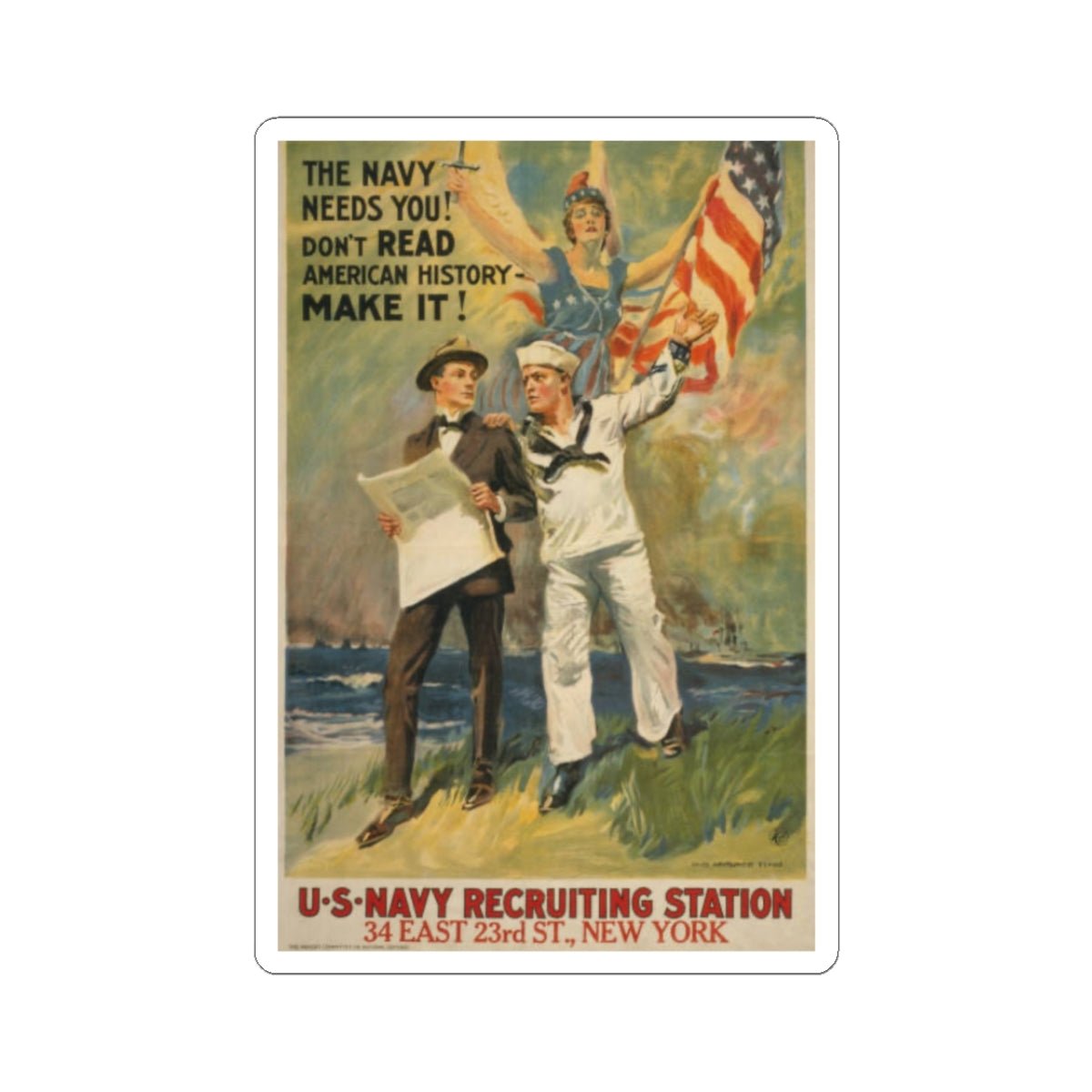 U.S. Navy Recruiting Poster Sticker - Custom Watch by Cartridge & Crown. - Paper products. variant_title.